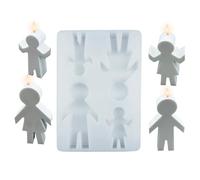 Hqunjikp Moules à bougies - Moules en plâtre familial à 4 figures | Moule en silicone pour décoration d'intérieur, plâtre, ornement, fabrication de bougies en résine époxy