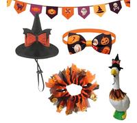 Hqunjikp Tenues d'oies de porche - Costume d'oie de jardin d'Halloween - Ensemble de jupe nœud papillon orange pour sculpture d'animaux de 58,4 cm, décoration d'ambiance pour cour, terrasse