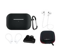 HQWear Kit d'étui en silicone pour AirPods Pro 2, AirPods Pro 1, étui, écouteurs, tour de cou, support de bracelet de montre, noir