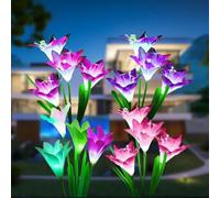 Hqynss Lampes Solaires Exterieur Jardin,Lot de 4 Couleurs Changeantes Lys Solaires Plus Grandes,IP65 Étanche Lampe Solaire pour Jardin, Patio, Allée,Terrasse de Décoration