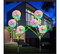 Hqynss Lampes Solaires Pissenlit Extérieur Lot de 2 - LED Multicolore Changeante - IP65 Étanche - Décoration Balcon, Terrasse, Jardin