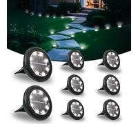 Hqynss Lot de 8 Lampe Solaire Exterieur Au Sol, 8 LED Jardin Lumiere Solaire Extérieur, Lumière Solaire IP65 Étanche Longue Durée de Vie, Spot Solaire pour Chemins Pelouse Allée Terrasse, Blanc Froid