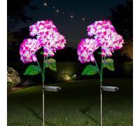 Hqynss Lumière Solaire Extérieur - Lot de 2 - Étanche IP65 - Décoration Jardin Hortensia, Fleurs Artificielles LED pour Pelouse, Terrasse, Cour, Allée (Décoration Noël)