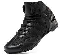 Hqyxh0317 Bottes de moto respirant sans glissement, tampon d'engrenage, semelle en caoutchouc résistante à un glissement, chaussures de bottes de moto(Black,37 EU)