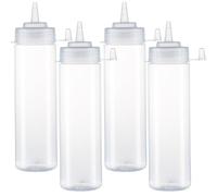 HR Hogar Squeeze Lot de 4 bouteilles de sauces Squeeze, 500 ml, bouteilles pressables réutilisables et recyclables, sans BPA, distributeur avec bouchon anti-fuite sans goutte, fabriqué en Espagne
