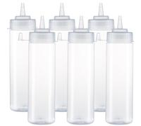 HR Hogar Squeeze Lot de 6 bouteilles de sauces 250 ml - Bouteilles pressables réutilisables et recyclables - sans BPA, distributeur avec bouchon anti-fuite sans goutte - Fabriqué en Espagne