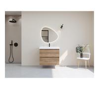 HR Infinity XXL 3d meuble de salle de bain 80 cm 1 vasque céramique blanche 1 trou pour robinet 2 tiroirs chêne français SW755235 / SW457622