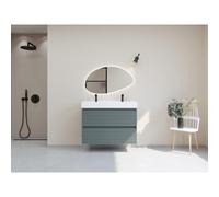 HR Infinity XXL ensemble de meubles de salle de bain 3d 100 cm 1 lavabo céramique kube blanc 2 trous de robinet 2 tiroirs essence mate SW755553 / SW707775