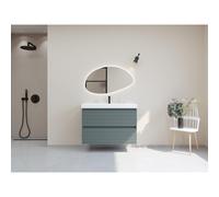 HR Infinity XXL ensemble de meubles de salle de bain 3d 100 cm 1 lavabo en céramique blanc 1 trou de robinet 2 tiroirs essence mate SW755553 / SW457623