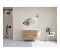 HR Infinity XXL ensemble de meubles de salle de bain 3d 100 cm 1 lavabo en céramique djazz blanc 1 trou de robinet 2 tiroirs chêne français SW755545 / SW235613