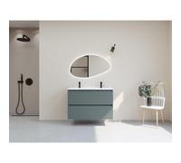 HR Infinity XXL ensemble de meubles de salle de bain 3d 100 cm 1 lavabo en céramique fin blanc mat 2 trous de robinet 2 tiroirs essence mat SW755553 / SW458031