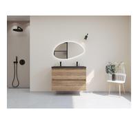 HR Infinity XXL ensemble de meubles de salle de bain 3d 100 cm 1 vasque en céramique djazz noir mat 2 trous de robinetterie 2 tiroirs chêne français SW755545 / SW235615