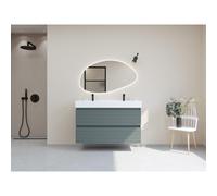 HR Infinity XXL ensemble de meubles de salle de bain 3d 120 cm 1 lavabo en céramique kube blanc 2 trous de robinet 2 tiroirs essence mate SW755759 / SW707763