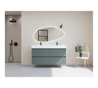 HR Infinity XXL ensemble de meubles de salle de bain 3d 140 cm 2 vasques en céramique kube blanc 2 trous de robinetterie 4 tiroirs essence mate SW756016 / SW756452