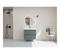 HR Infinity XXL ensemble de meubles de salle de bain 3d 80 cm 1 lavabo en céramique blanc 1 trou de robinet 2 tiroirs essence mate SW755242 / SW457622