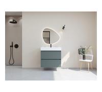 HR Infinity XXL ensemble de meubles de salle de bain 3d 80 cm 1 lavabo en céramique kube blanc 1 trou de robinet 2 tiroirs essence mate SW755242 / SW707751