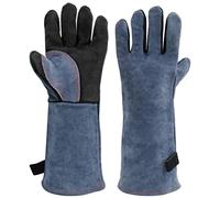 HR-International Gants de Soudeur Cuir, Gant de Barbecue 932 °F 42cm pour Grill BBQ Cuisine Four de Cuisson Coin du Feu Cheminée Jardinage
