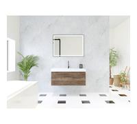 HR Matrix ensemble de meubles de salle de bain 3d 100cm 1 tiroir sans poignée avec cadre poignée couleur charleston avec lavabo juste 1 trou pour robinet blanc SW757902 / SW457623