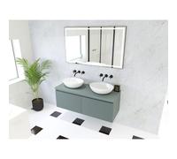 HR Matrix ensemble de meubles de salle de bain 3d 120cm 2 tiroirs sans poignée avec bande de poignée en couleur petrol matt avec dessus petrol matt SW758193 / SW742509
