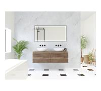 HR Matrix ensemble de meubles de salle de bain 3d 140cm 2 tiroirs sans poignée avec bandeau de poignée en couleur charleston avec dessus charleston SW757341 / SW742579