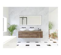 HR Matrix ensemble de meubles de salle de bain 3d 160cm 2 tiroirs sans poignée avec bandeau de poignée et placard latéral en couleur charleston SW758197 / SW756633 / SW742648
