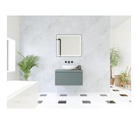 HR Matrix ensemble de meubles de salle de bain 3d 80cm 1 tiroir sans poignée avec bande de poignée en couleur petrol matt avec dessus petrol matt SW757131 / SW742378