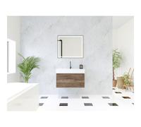 HR Matrix ensemble meuble de salle de bain 3d 80cm 1 tiroir sans poignée avec bandeau couleur charleston avec vasque kube 1 trou robinet blanc SW757103 / SW707751