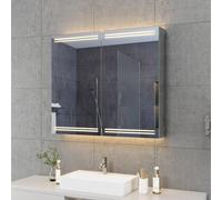 HR Meuble de salle de bain A-Line armoire de toilette 140x70x13cm double miroir avec LED 75820065