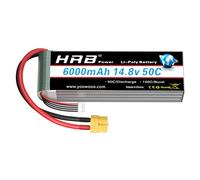 HRB 14.8V 6000mAh 4S Lipo Battery Pack 50C avec XT60 Plug pour RC Airplane, RC Helicopter, RC Car, RC Truck, RC Boat