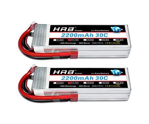 HRB 2PCS 11.1V 2200mAh 3S 30C Lipo Batterie avec Deans T Plug pour RC Voiture Bateau Camion Heli Avion Quadcopter Hélicoptère Multi-Moteur Passe-Temps DIY Pièces