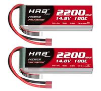 HRB 2PCS 2200mAh 14.8V 4S 100C RC LiPo Battery Pack with Deans T Plug for RC Airplane Helicopter Quadcopter Vehicle Boat