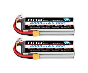 HRB 2PCS 4S 14.8V 4000mAh 60C Lipo Batterie avec XT60 Plug pour RC Hélicoptère Avion Voiture Bateau Camion