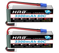 HRB 2PCS 6S 22.2V 3300mAh 60C Lipo Batterie avec EC5 Plug pour RC Hélicoptère Avion Voiture Bateau Camion (EC5 Plug)