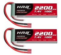HRB 2S 7.4V 2200mAh LiPo Battery 100C Deans T Plug RC Batteries pour 1:16 Slash, 1/16 Summit, 1/16 E-Revo, Rally Vehicles