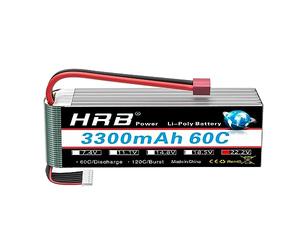 HRB 6S Batterie LiPo 22,2 V 3300 mAh 60 C avec prise Deans T pour quadricoptère RC 500 Taille Hélicoptère Voiture Camion Bateau Loisirs