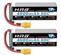 HRB 6S Lipo Batterie Lipo 22,2 V 4500 mAh 60 C avec fiche XT90 Batterie de Classe A+ pour Voiture RC Avion, Buggy hélicoptère, Camion Hobby (Lot de 2)