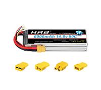 HRB Batterie Lipo RC 14,8 V 6000 mAh 4S 50C-100C avec prise xt60 pour voiture, camion, bateau, drone hélicoptère quadricoptère (EC3/Deans/Traxxas/Tamiya)