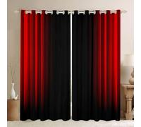 HRBK Rideau dégradé Rouge Noir Rideaux Occultants Lot de 2 Rideaux Isolation Thermique pour Chambre Salon Cuisine Bureau Maison Décoration 140x240 cm (Largeur x Hauteur)