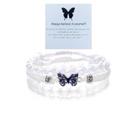 Hremhoo Always Believe in Yourself Lot de 3 bracelets papillon réglables en corde tressée pour femme - Bracelets à breloques papillon empilables - Bracelets d'amitié assortis, Small, Acier allié, Pas