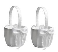 Hreyywo 2 PièCes Paniers de Demoiselle d'honneur pour Mariage Mignon NœUd Papillon Fille Panier, Romantique NœUd Papillon FêTe Rose Fleur Fille Panier