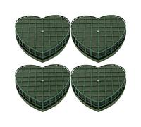 Hreyywo 4 Pcs Blocs de Mousse en Forme de Coeur Argile Fleur Verte Briques Florales en Forme de Coeur Boue Florale Artificielle avec Ventouse