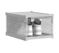 Hreyywo BoîTe à Chaussures IntéGréE Pliable et BoîTes de Rangement, Armoire Transparente, Installation Visible, Support Gratuit, Gris