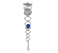 Hreyywo Carillon à Vent Moulin à Vent Cristal MéTallique Boule de Cristal Vent Spinner Cloche Queue en Spirale pour la DéCoration de Jardin ExtéRieur