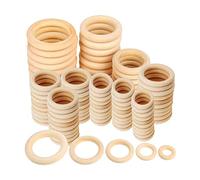 Hreyywo Ensemble D'Anneaux en Bois Naturel 120 PièCes, Anneau en Bois de Macramé Inachevé, Cercles en Bois pour L'Artisanat de Bricolage, Fabrication de Pendentif Anneau
