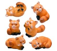 Hreyywo Figurines Miniatures de Raton Laveur 1 Pouce de Dessin Animé Mini Figurines de Panda Rouge Ensemble de Décorations de Gâteau d'animaux en Résine Mignonnes