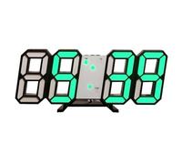 Hreyywo Horloge NuméRique LED 3D, Horloge Murale Lumineuse Multifonctionnelle, Prise USB, Horloge éLectronique, DéCoration de, Vert