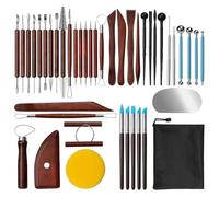 Hreyywo Kit D'Outils pour Argile, 43 Outils de Poterie Rouges, Kit D'Outils Pratiques de Sculpture en Argile Polymère, Ensemble D'Outils pour Argile à Séchage à L'Air pour Adultes