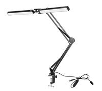 Hreyywo Lampe de Bureau avec Pince Lampe de Bureau D'Architecte à Double Tête Lampe de Bureau LED Protection des Yeux Lampe de Bureau Moderne 10 Luminosités 3 Couleurs