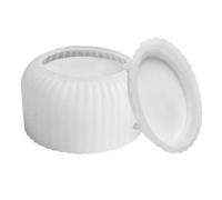 Hreyywo Moule en Silicone avec Couvercle Bougeoir Cylindrique, Bougie 3D Moule en Silicone DIY Ciment Bougeoir Forme Facile à Utiliser Blanc B
