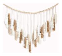 Hreyywo Tenture Murale en Macramé-Grande Tenture Murale en Macramé avec des Perles de Bois-DéCoration Murale BohèMe pour Chambre et Salon Marron
